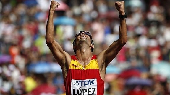 Miguel Ángel López celebra su victoria en los Juegos de Pekín 2015. 