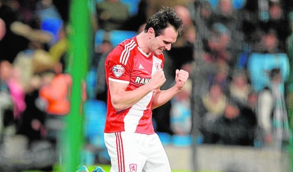 Kike, tras marcar un gol con el Middlesbrough.