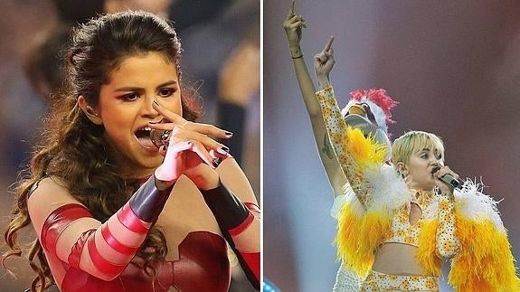Selena Gomez y Miley Cyrus. 