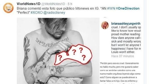 Louis Tomlinson recibe un comentario de Briana Jungwirth en Instagram