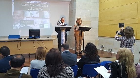 La consejera de Educación, este viernes, en la lectura de El Quijote. 