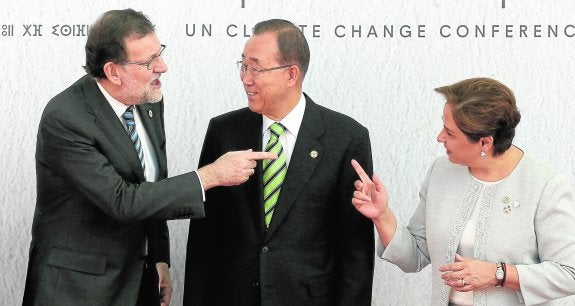 El presidente Mariano Rajoy con el secretario general de las Naciones Unidas, Ban ki-Moon. 