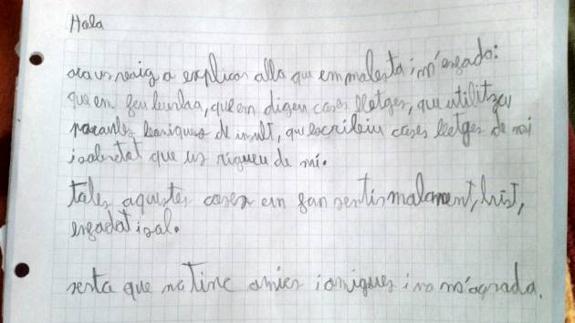 Un niño que sufre acoso describe en una carta cómo se siente y se hace viral