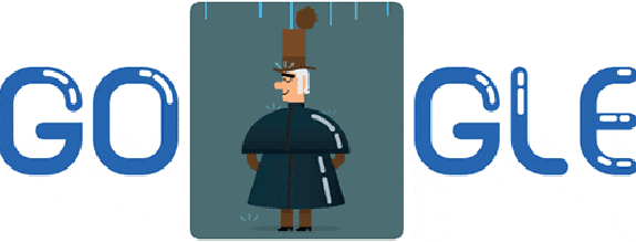 El nuevo 'doodle' de Google muestra a Charles Macintosh impasible ante la lluvia