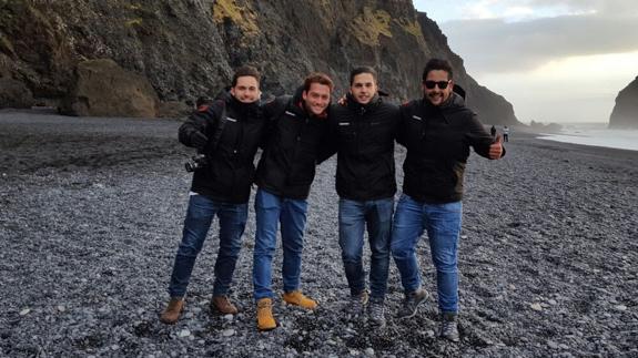 Nico, Emilio, Emilio P. y Juanjo, fundadores de Woutrip, en Islandia. 