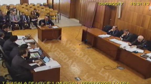 Imagen de la declaración de Pedro Antonio Sánchez en el TSJ de la Región de Murcia. 
