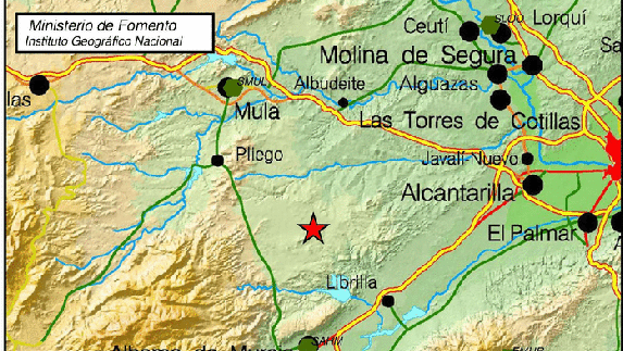 Lugar del epicentro del terremoto. 