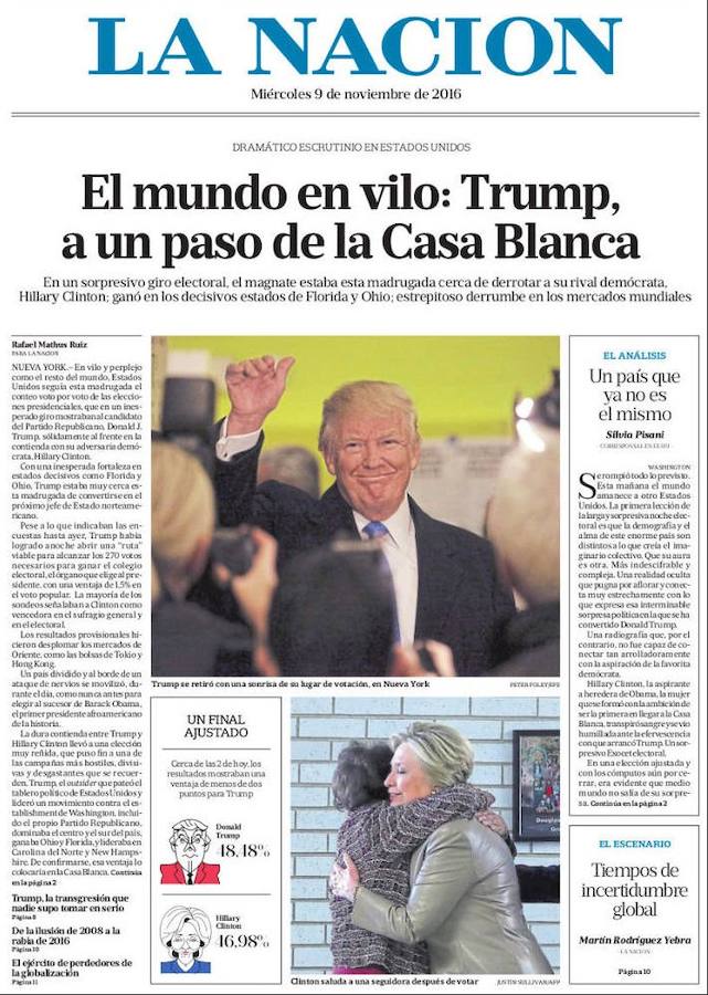 La Nación (Argentina). Los principales diarios de todo el mundo se hacen eco de la victoria del candidato republicano en las elecciones presidenciales de EE UU