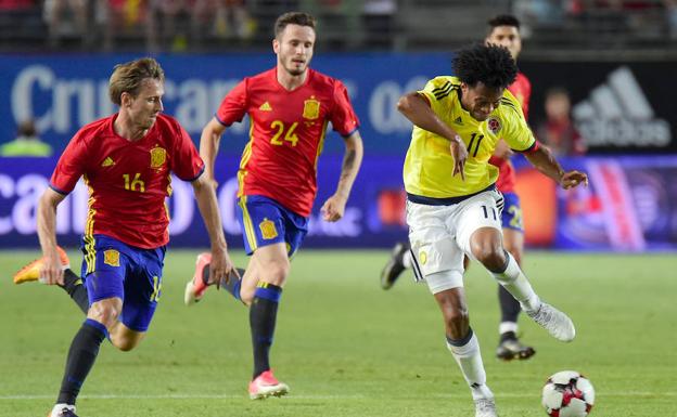 Partido amistoso entre España y Colombia.