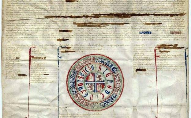 Documento del siglo XIII del rey Sancho IV sobre Mansilla de las Mulas.