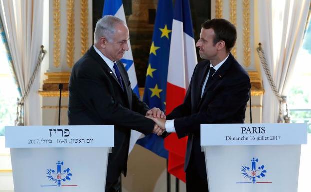 Netanyahu y Macron.