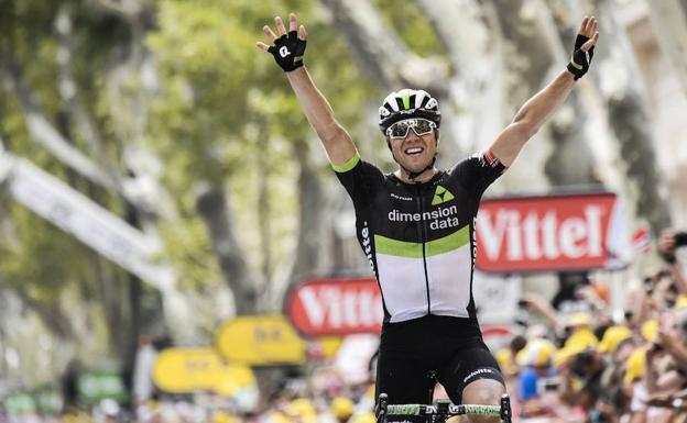 Boasson Hagen festeja su triunfo. 