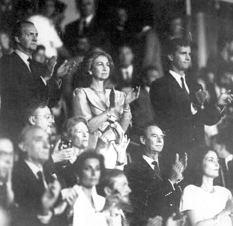 La Familia Real, durante la clausura de los Juegos Olímpicos de Barcelona 92.