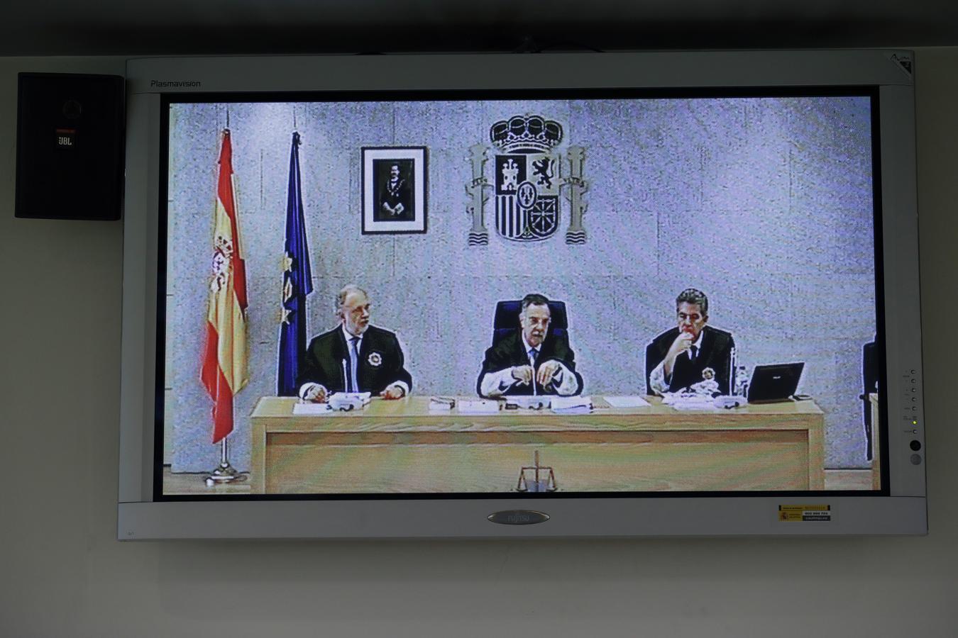 Imagen del monitor de la sala de prensa de la Audiencia Nacional .