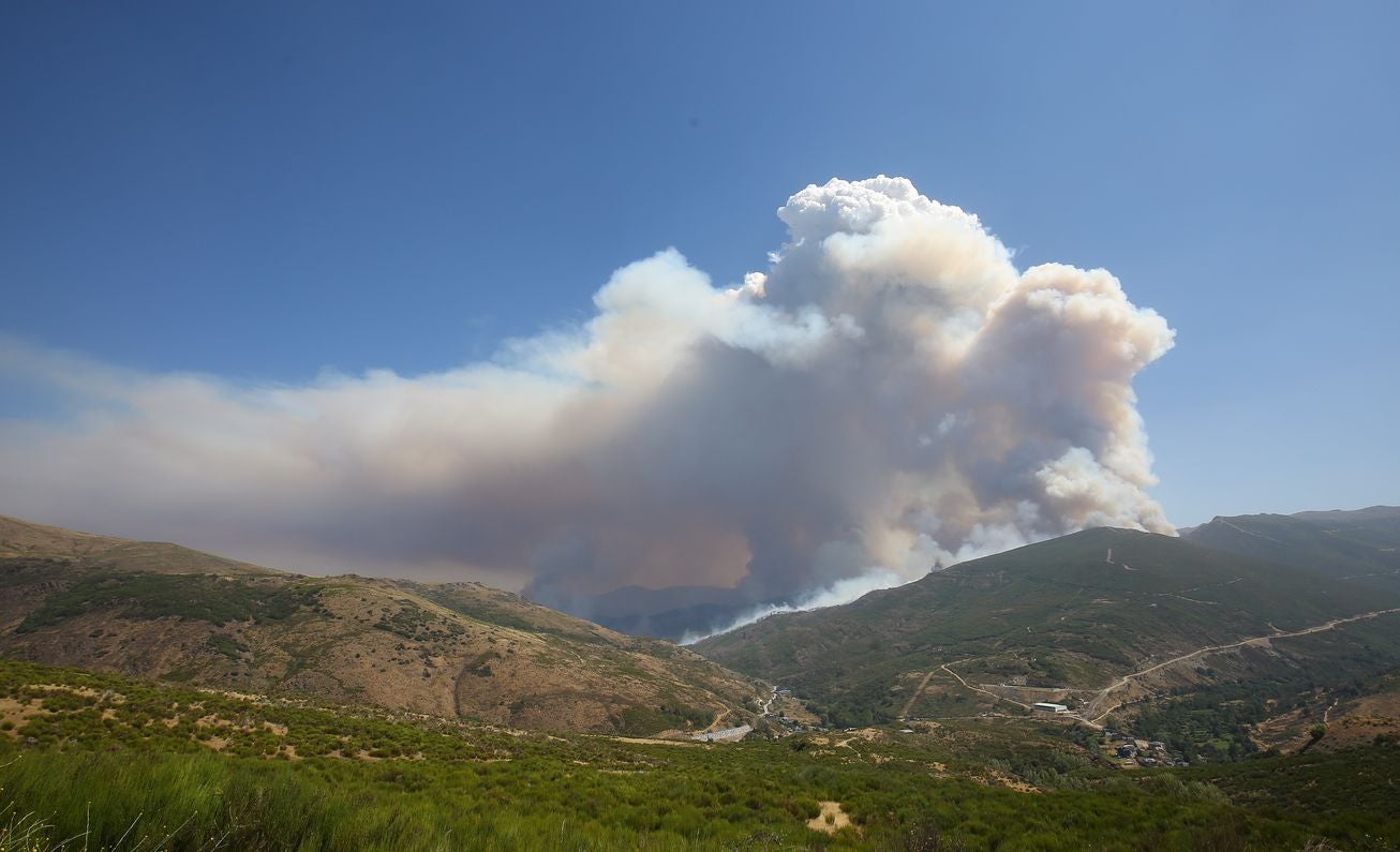 El fuego afecta principalmente a una zona de matorral, pero es una zona escarpada y de acceso complicado que dificulta las labores de extinción | El fuego, de carácter intencionado y que se localizó en Losadilla, localidad perteneciente a Encinedo, está fuera de control