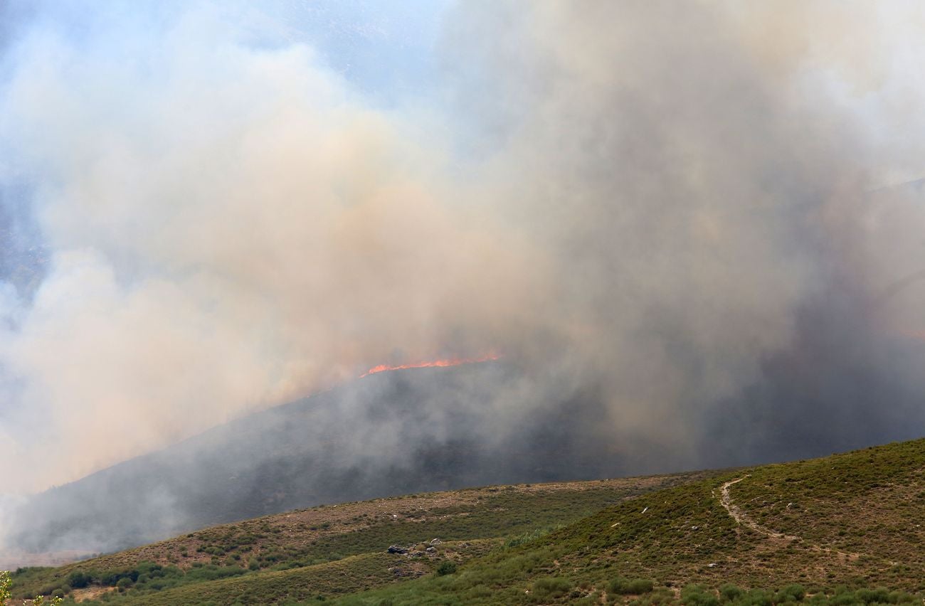 Las llamas avanzan sin control en la zona pese al esfuerzo de 300 efectivos | La lucha desde tierra y aire no evita que las llamas calcinen cuanto encuentran a su paso