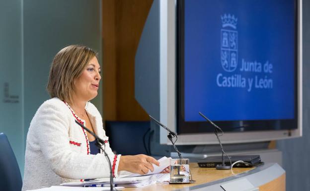 La consejera de Agricultura y Ganadería y portavoz de la Junta de Castilla y León, Milagros Marcos, comparece en la rueda de prensa posterior al Consejo de Gobierno. 