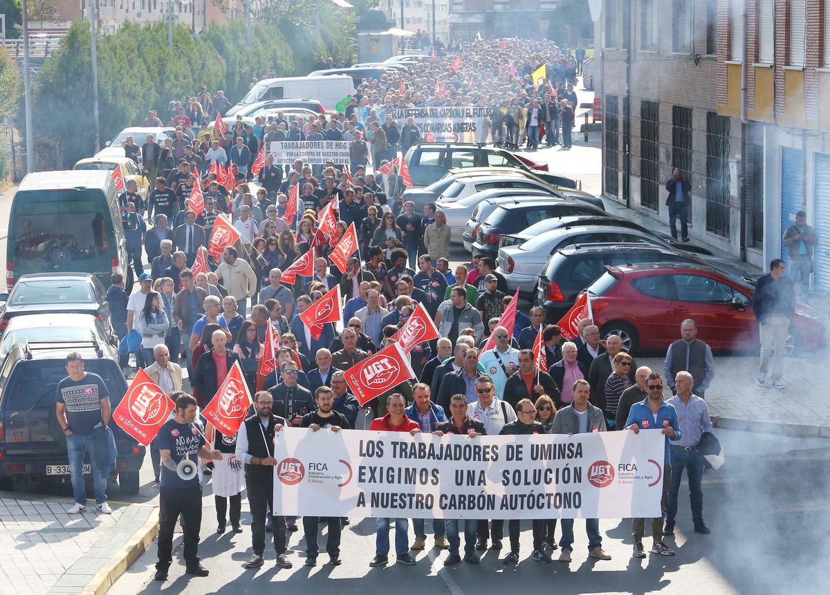 Manifestación minera por la defensa del carbón autóctono y los puestos de trabajo en Ponferrada