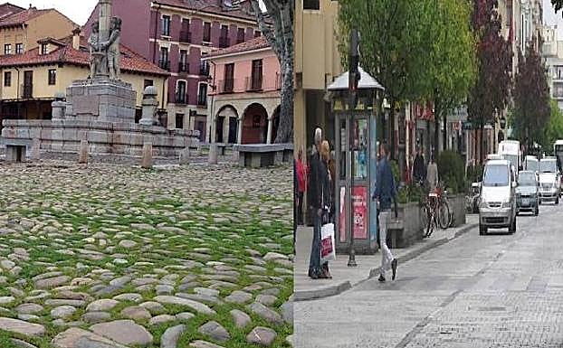A la izquierda, la Plaza del Grano; a la derecha, Ordoño II.