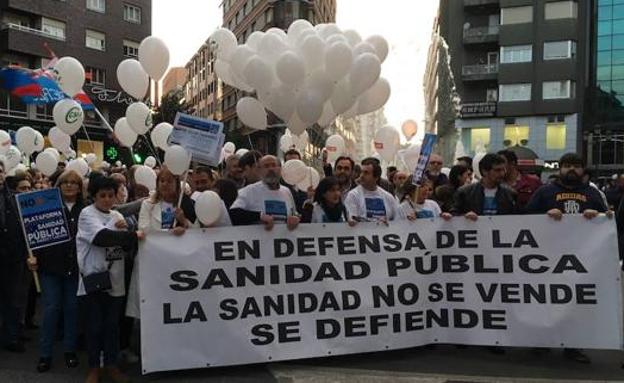 Manifestación en defensa de la sanidad pública.