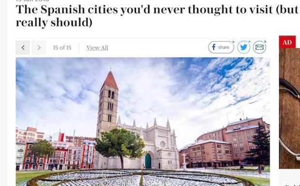 La iglesia de La Antigua, en la reseña sobre Valladolid publicada en la web de 'The Telegraph'