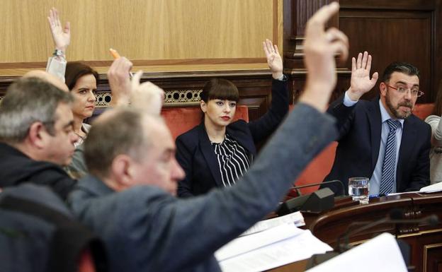 Votación en el pleno del Ayuntamiento de León.