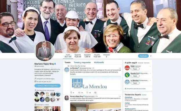 Imagen de la foto de perfil del twitter de Mariano Rajoy con la plantilla del Camarote Madrid.