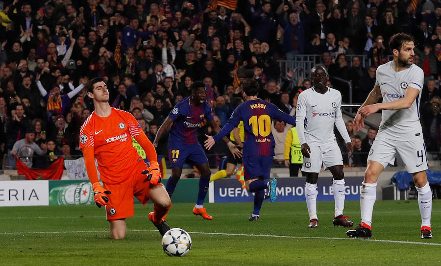 El Barça logró el pase a cuartos de final de la Liga de Campeones tras imponerse al Chelsea en el Camp Nou por 3-0 con un doblete de Messi y otro tanto de Dembélé