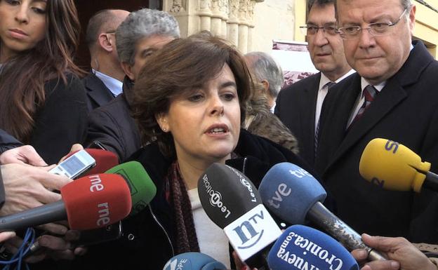 Soraya Saénz de Santamaría este viernes en León. 