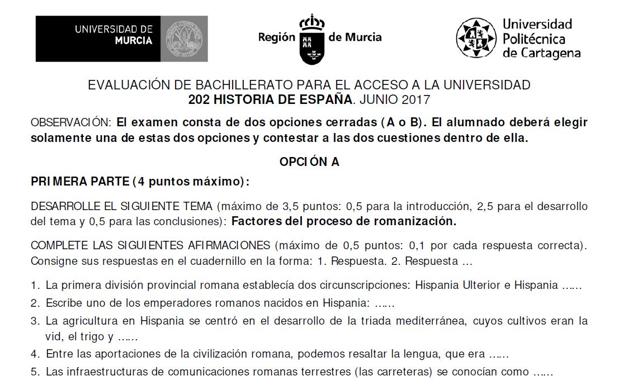 Ejercicio de 0,5 puntos en Murcia.