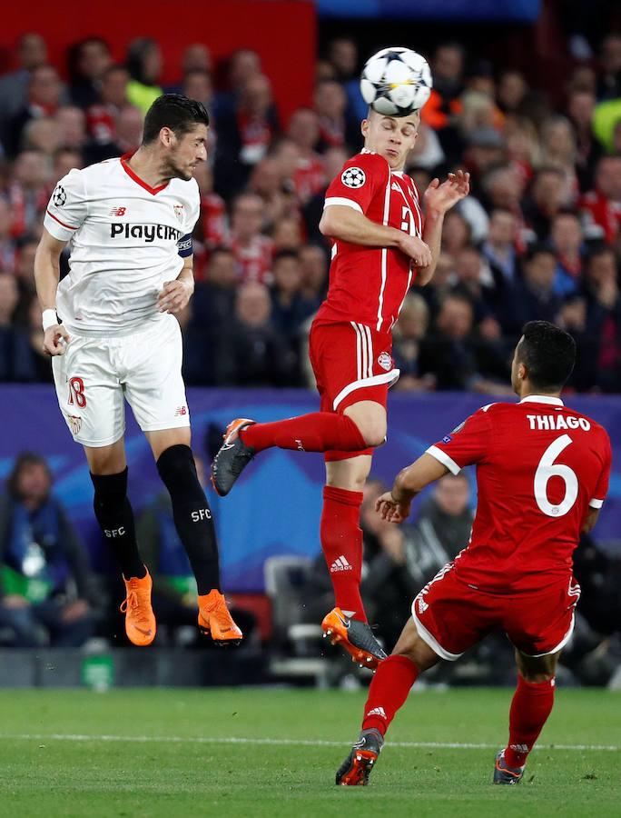 El equipo sevillista compareció decidido a hacer historia en los cuartos de final de la Champions ante un gigante como el Bayern