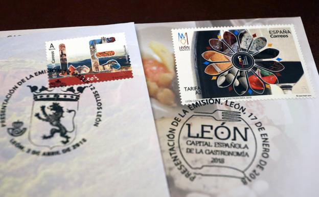 Sello conmemorativo de la provincia de León y la capitalidad gastronómica. 