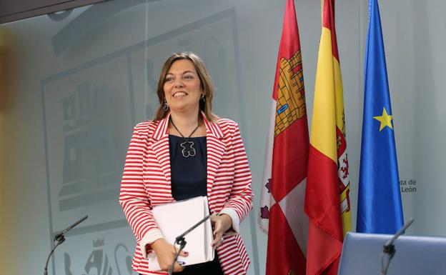 La consejera de Agricultura y portavoz de la Junta, Milagros Marcos, durante la rueda de prensa posterior al Consejo de Gobierno de Castilla y León