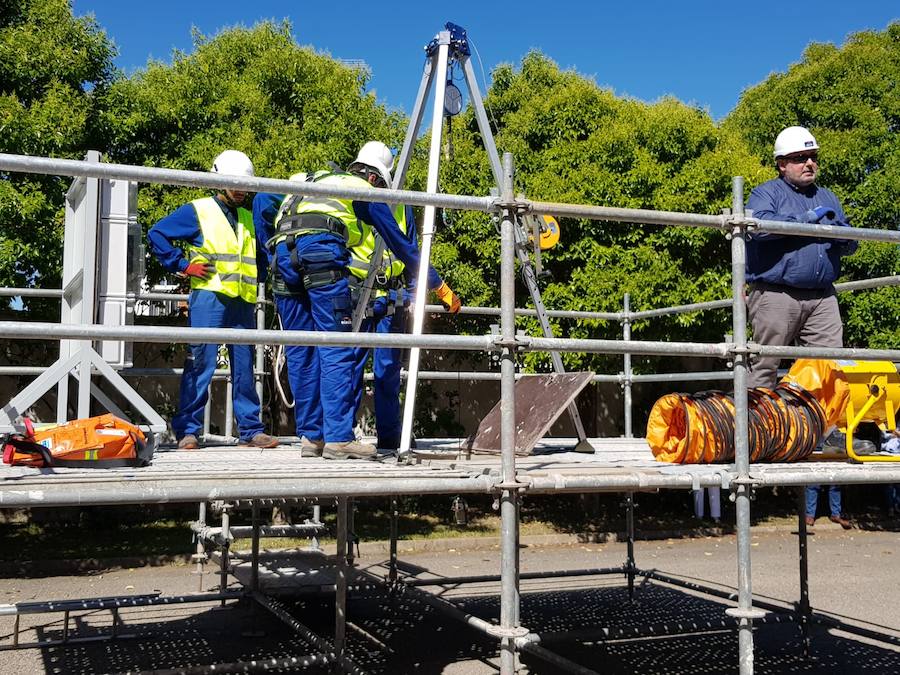 Fotos: Simulacro en el centro de prevención de riesgos laborales