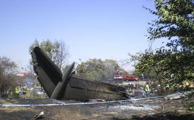 Restos del avión de Spanair siniestrado el 20 de agosto de 2008.