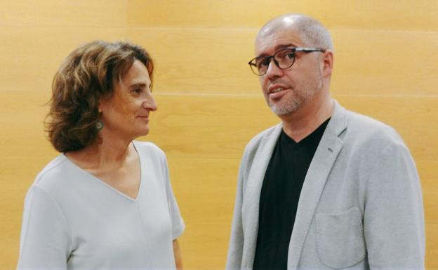 Teresa Ribera y Unai Sordo durante las jornadas de CCOO celebradas.