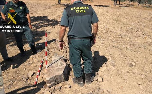 Efectivos del SEPRONA inspeccionan el hallazgo.