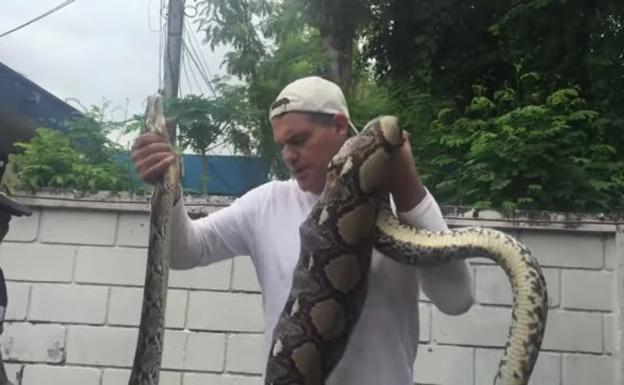 Franck Cuesta con la serpiente. 