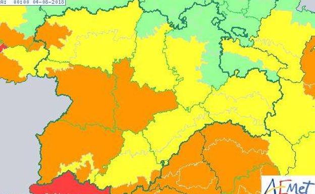 Mapa de temperaturas en Castilla y León.