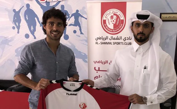Galán, en la presentación con su nuevo club, el Al-Shamal.