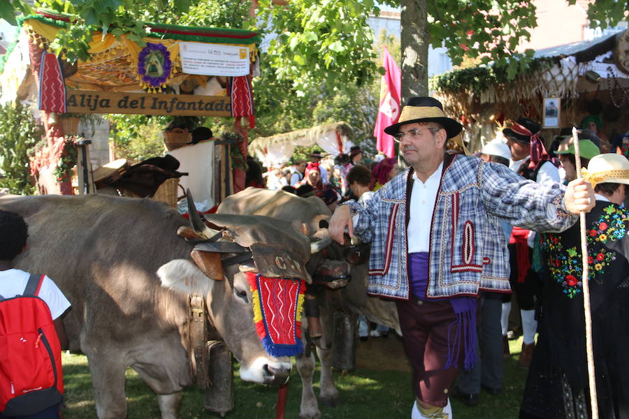 Los pendones leoneses y los carros engalanados exaltan el día de San Froilán en la Virgen del Camino en una muestra del valor y diversidad de las tierras del viejo Reino