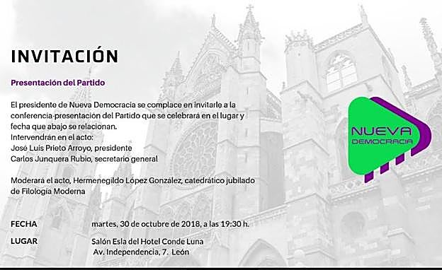 El berciano José Luis Prieto presenta la próxima semana en León y Ponferrada su partido Nueva Democracia