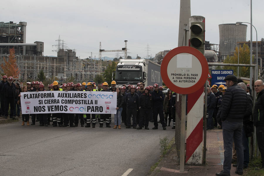 Fotos: Concentración de trabajadores de la subcontrata de Compostilla II en Cubillos del Sil