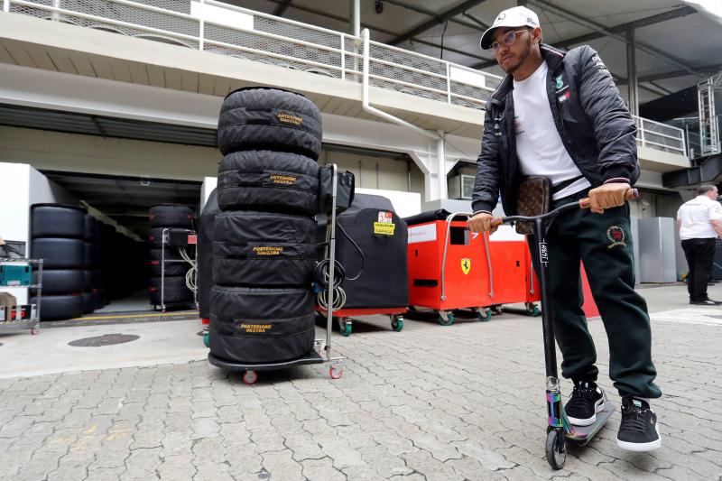 Hamilton, en el circuito de Interlagos.