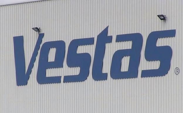 Imagen del cartel de Vestas en la planta de Villadangos.