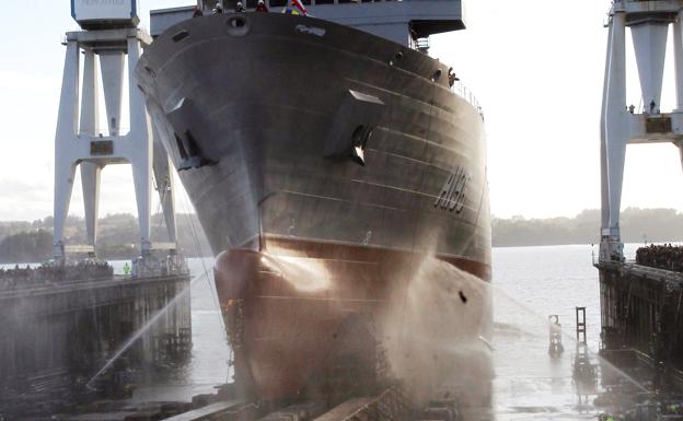 Acto de otadura del buque de aprovisionamiento 'Supply', construido para la Armada de Australia, hoy en el astillero de Navantia Ferrol. 