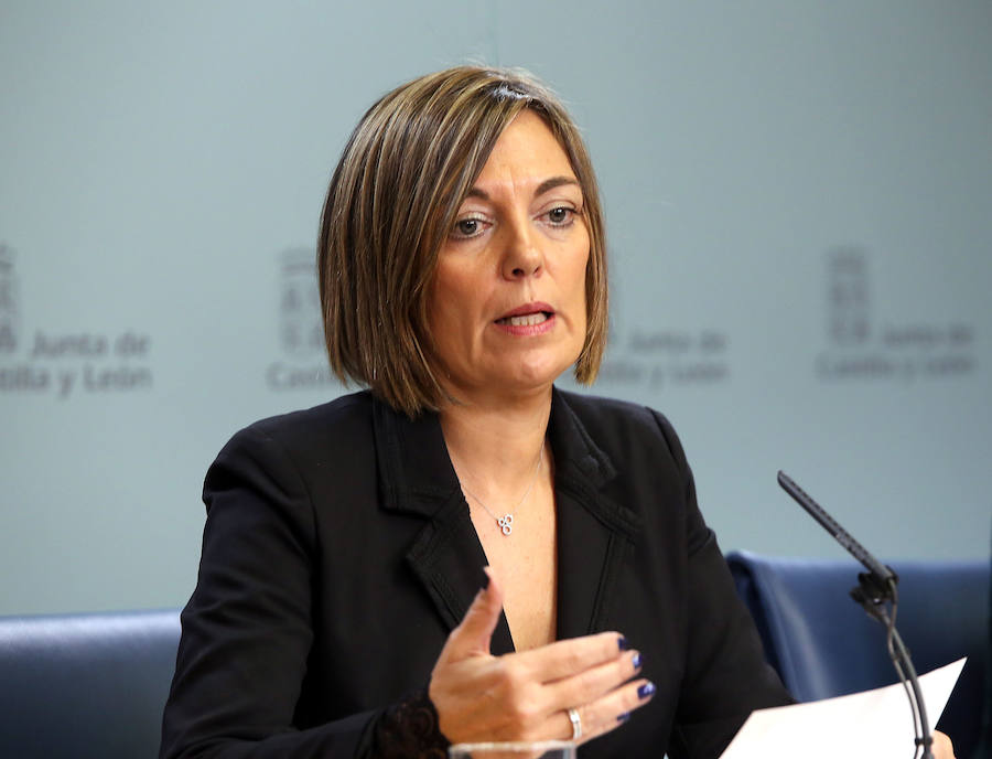 La consejera de Agricultura y portavoz de la Junta, Milagros Marcos, durante la rueda de prensa posterior al Consejo de Gobierno de Castilla y León.