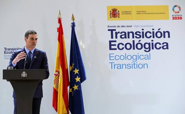 Pedro Sánchez, durante su intervención en la reunión contra el cambio climático celebrada en Madrid.