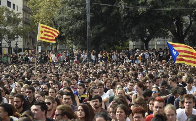 Manifestación en Barcelona durante el paro del 3-0 de 2017. 