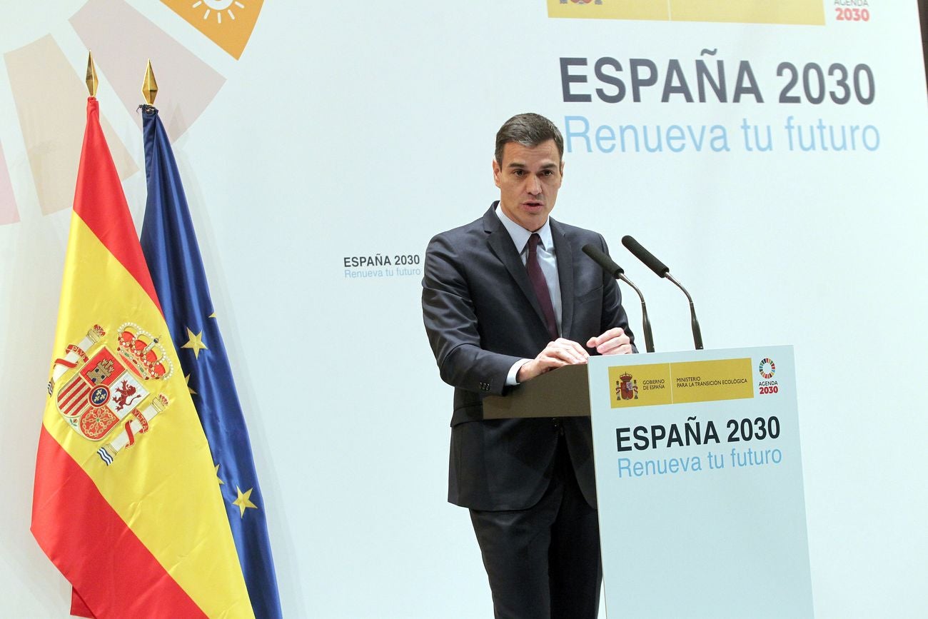 El presidente del Gobierno, Pedro Sánchez, presenta el marco 'Energía y Clima', que incluye el anteproyecto de Ley de cambio Climático, el borrador del Plan Nacional Integrado de Energía y Clima y la Estrategia de Transición Justa.